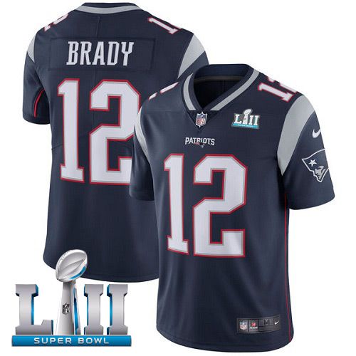 Men New England Patriots #12 Brady Blue Limited 2018 Super Bowl NFL Jerseys